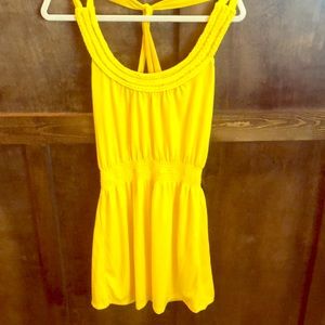 Pink Rose Yellow Dress Size Medium Jersey